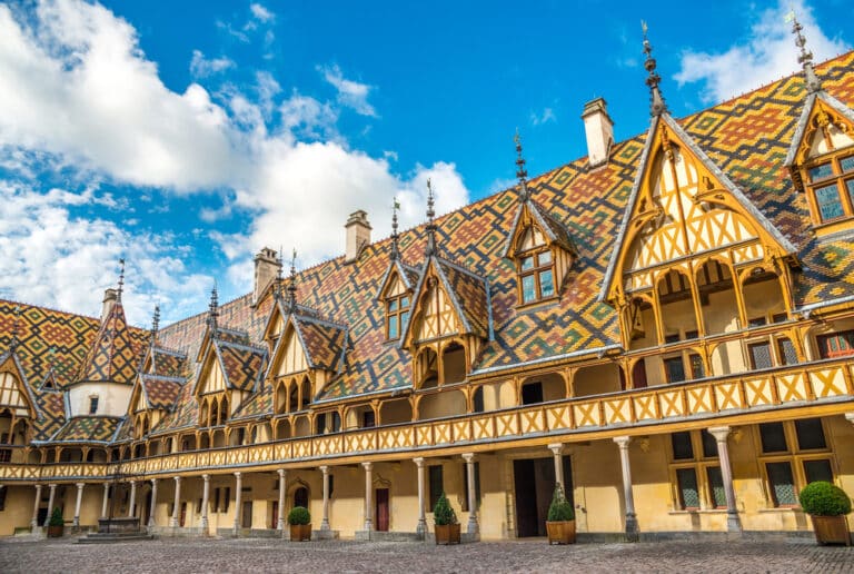 Courtyard,Of,Hotel,Dieu,,Beaune,,France